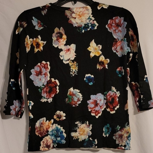 𝅺grace Elements Floral  3/4 Sleeve Cardigan Sweater - Picture 2 of 5